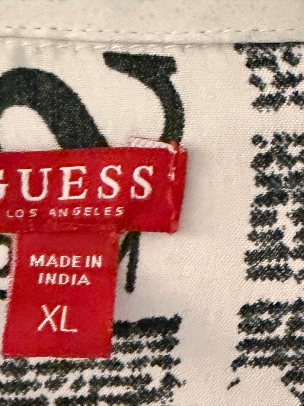 GUESS Black & White Graphic Newspaper Print Shirt Jacket with Red Accents - Picture 3 of 3